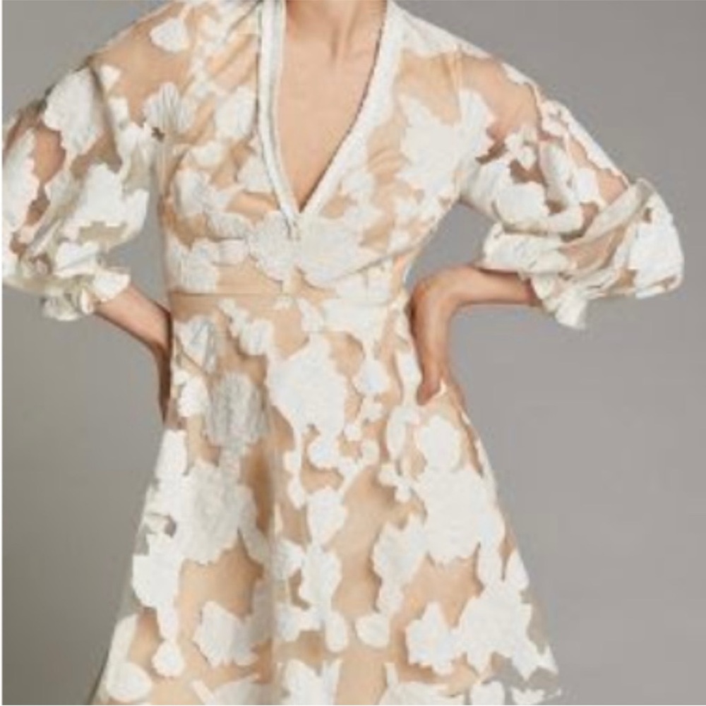 BRIDAL Anthropologie Loren appliquéd Tulle mini Dress